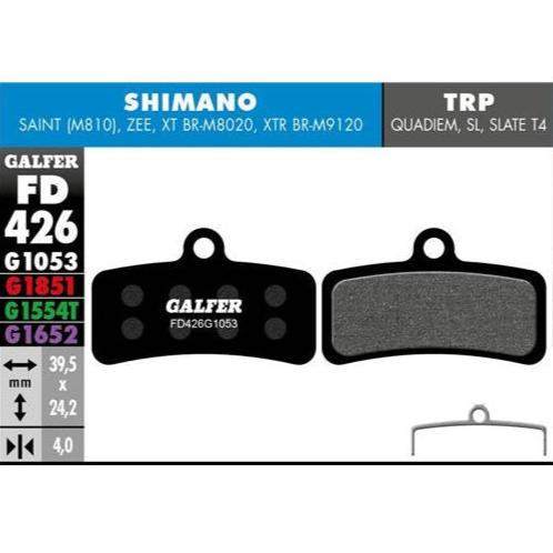GALFER Pastillas de Freno Disco FD426 - Shimano Saint, Zee, XTR, XT, SLX, Deore, TEKTRO HD-E725, HD-M735, HD-M745, HD-M750, TRP Quadiem, SL, Slate T4