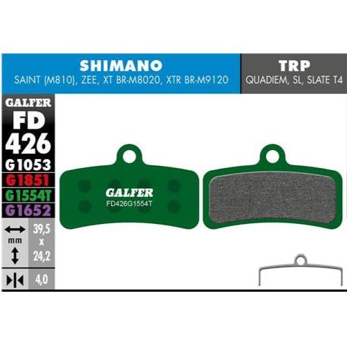 GALFER Pastillas de Freno Disco FD426 - Shimano Saint, Zee, XTR, XT, SLX, Deore, TEKTRO HD-E725, HD-M735, HD-M745, HD-M750, TRP Quadiem, SL, Slate T4