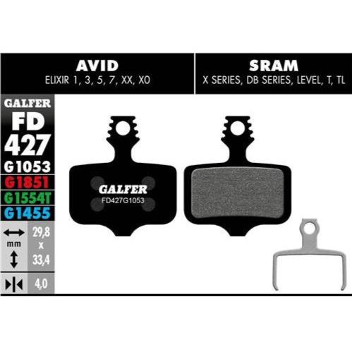 GALFER Pastillas de Freno Disco FD427 - AVID Elixir, 1, 3, 5, 7 XX, XO, BRAKING Incas, SRAM XX, X0, X7, X9, DB, Level, T, TL, TRICKSTUFF Piccola
