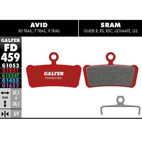 GALFER Pastillas de Freno Disco FD459 - Avid X0 Trail, 7 Trail, 9 Trail, Sram Guide R, RS, RSC, Ultimate, G2