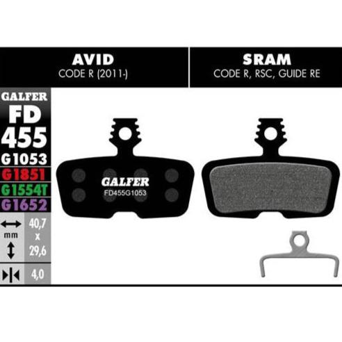 GALFER Pastillas de Freno Disco FD455 - Avid Code 2011-2016, Sram Code R, RSC, Guide RE, G2 RE, DB8
