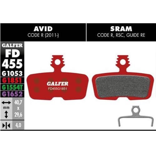 GALFER Pastillas de Freno Disco FD455 - Avid Code 2011-2016, Sram Code R, RSC, Guide RE, G2 RE, DB8