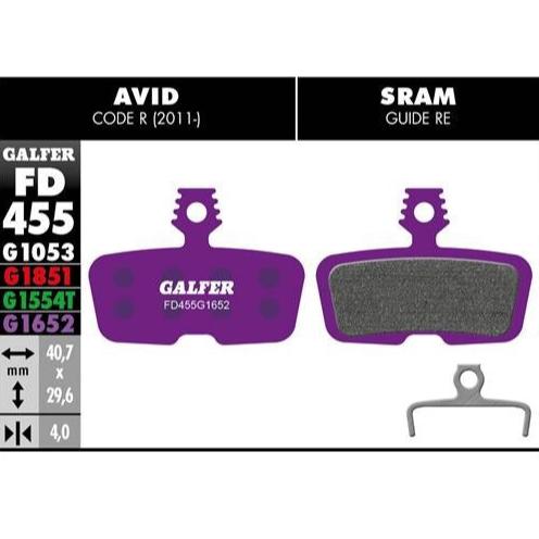 GALFER Pastillas de Freno Disco FD455 - Avid Code 2011-2016, Sram Code R, RSC, Guide RE, G2 RE, DB8