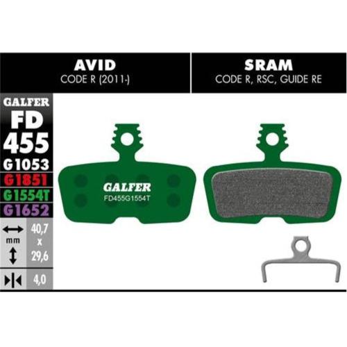 GALFER Pastillas de Freno Disco FD455 - Avid Code 2011-2016, Sram Code R, RSC, Guide RE, G2 RE, DB8