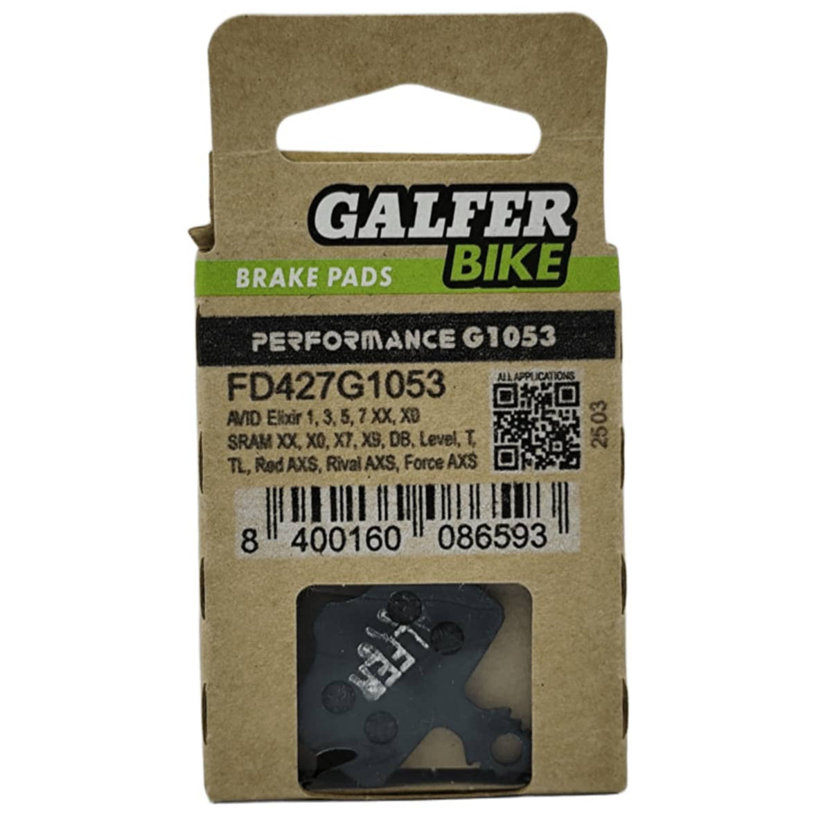 GALFER Pastillas de Freno Disco FD427 - AVID Elixir, 1, 3, 5, 7 XX, XO, BRAKING Incas, SRAM XX, X0, X7, X9, DB, Level, T, TL, TRICKSTUFF Piccola