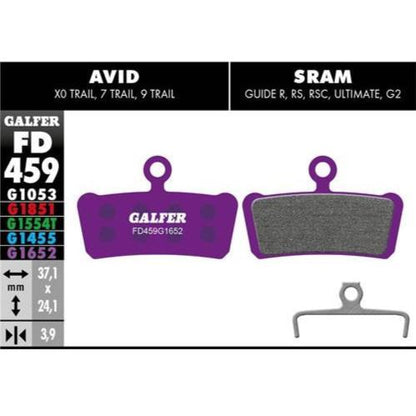 GALFER Pastillas de Freno Disco FD459 - Avid X0 Trail, 7 Trail, 9 Trail, Sram Guide R, RS, RSC, Ultimate, G2