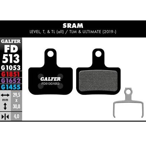 GALFER Pastillas de Freno Disco FD549 - Sram Level, T, TL (all), TLM &amp; Ultimate (2019-), Force AXS